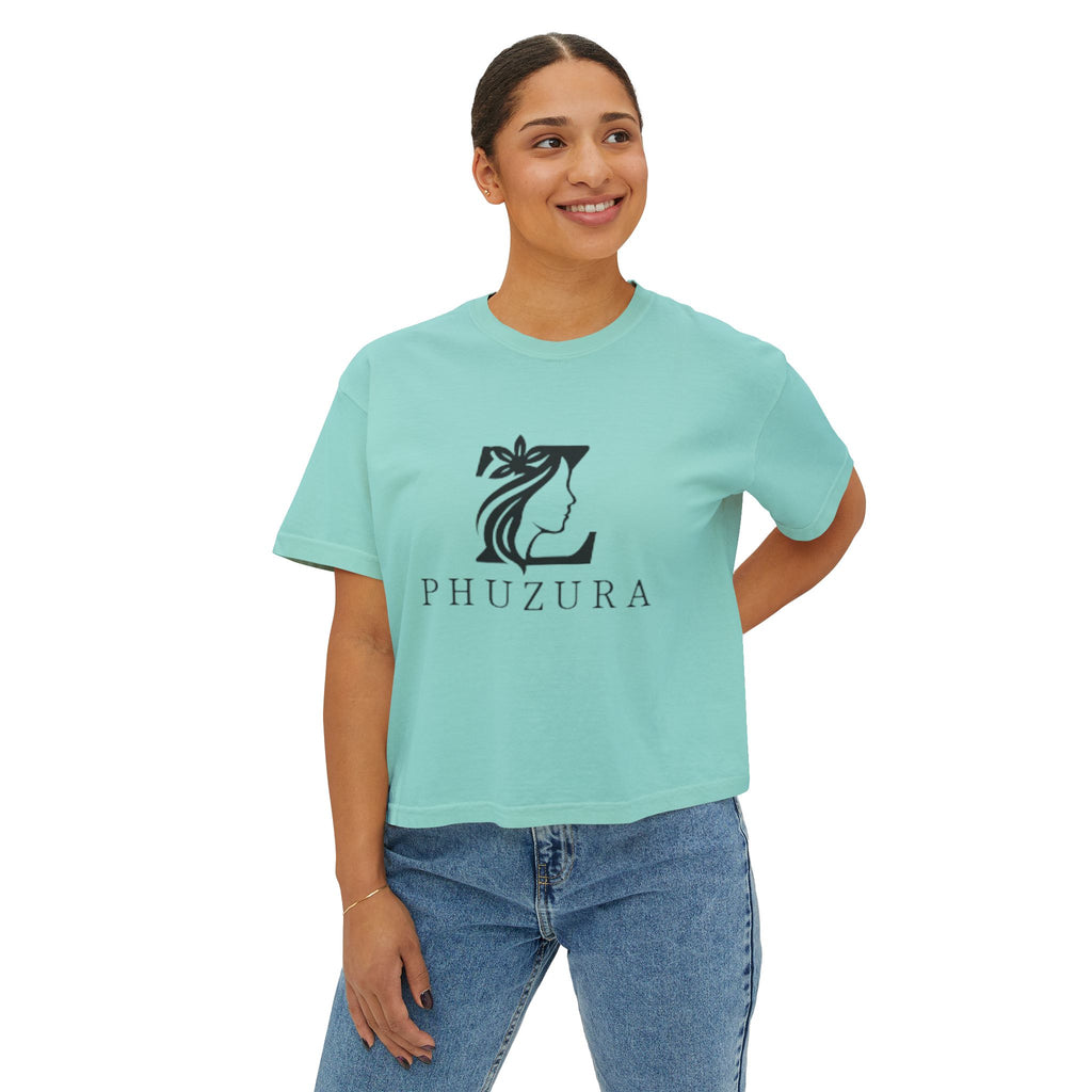 Phuzura Women's Boxy Tee | Pigment-Dyed Cotton Crop Top