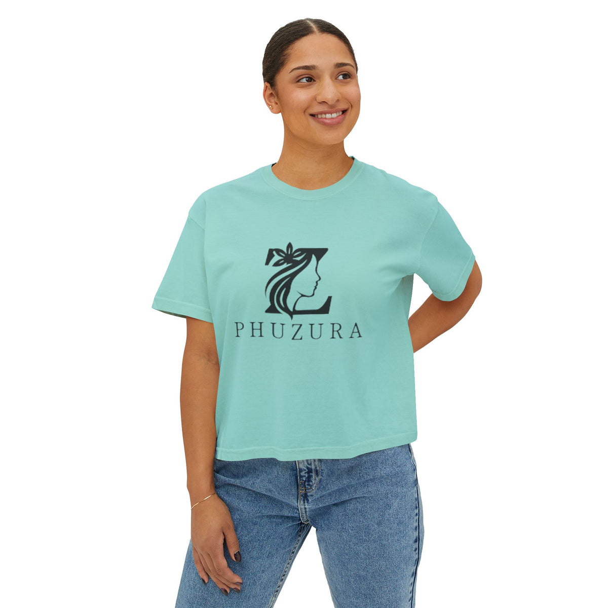 Phuzura Women's Boxy Tee | Pigment-Dyed Cotton Crop Top