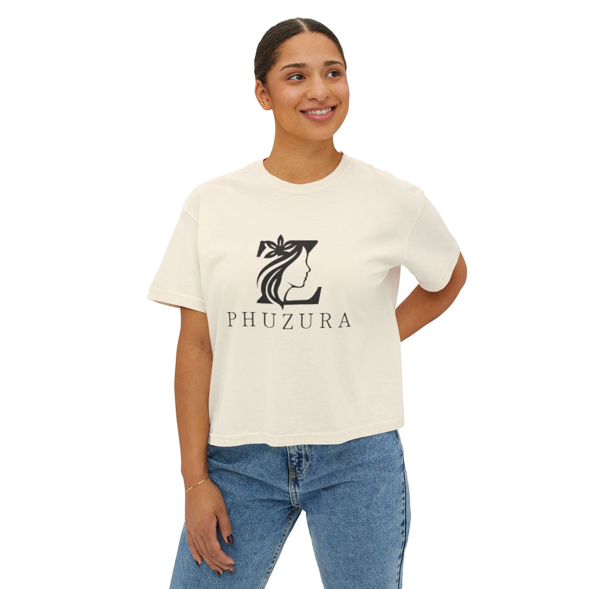 Phuzura Women's Boxy Tee | Pigment-Dyed Cotton Crop Top